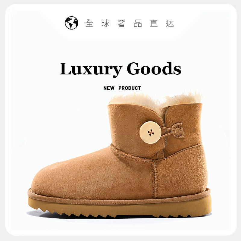 Sangpo Village Snow Boots For Women, Warm Fleece-Lined Leather And Fur Integrated Thick-Soled Non-Slip Northeast Cotton Boots - Image 4